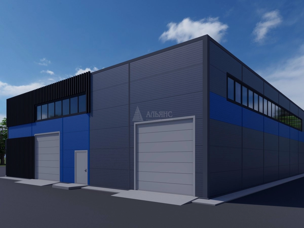 3D визуализация СТО с АБК из сэндвич-панелей - фото 2